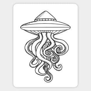 UFO Ocotopus Hybrid Line Drawing Magnet